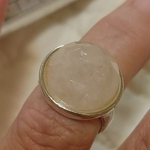 New size 7 simulated pale pink stone silvertone fashion ring